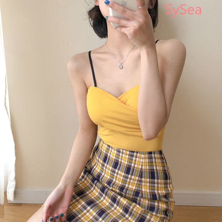 Summer Women Sexy Camisole Tank Top with Chest Pad