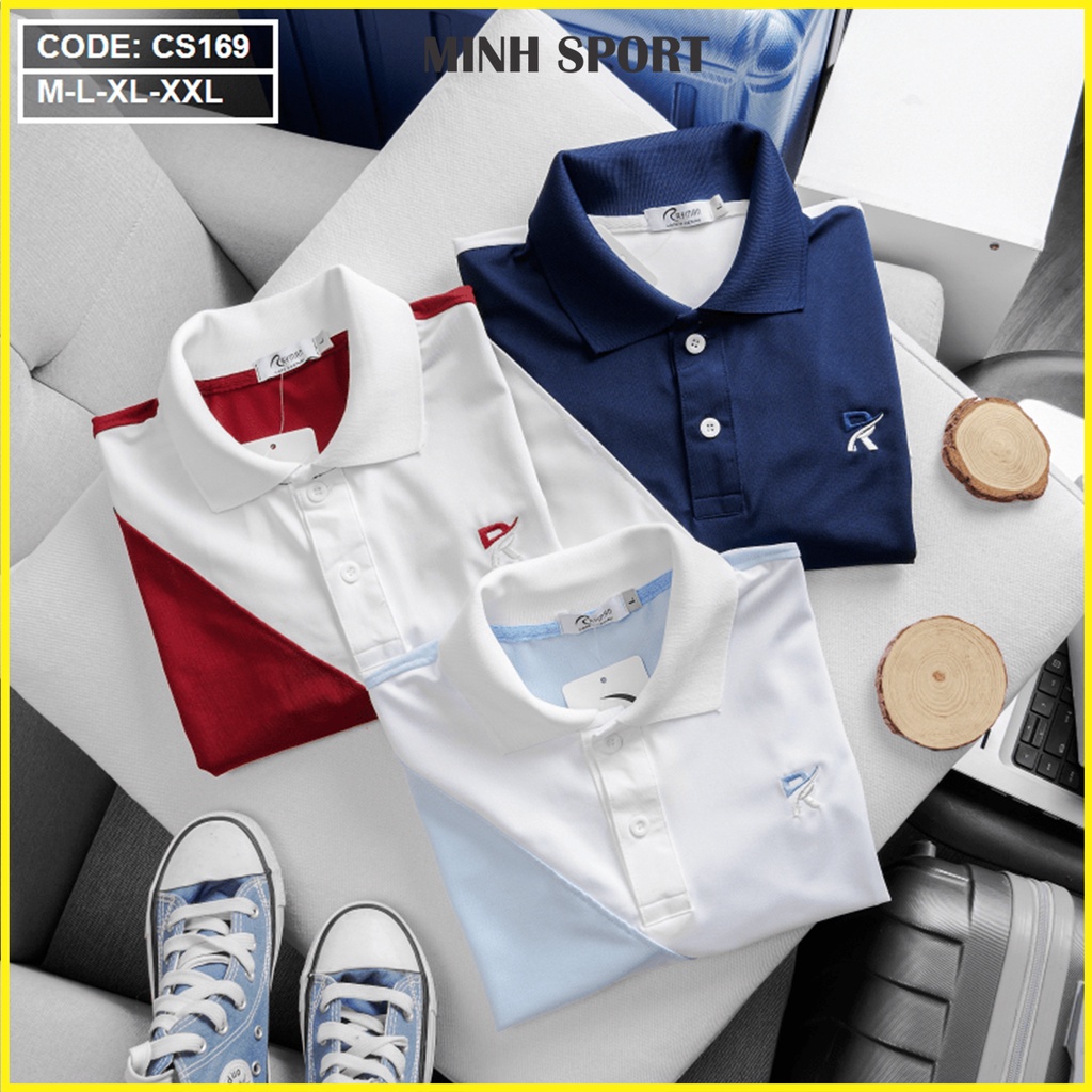 Áo Thun Polo Nam Có Cổ Ngắn Tay Phối 2 Màu, Mặc Mát, Không Xù Lông mã AO.37