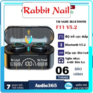 Tai nghe bluetooth V5.2 F11 cao cấp, cảm ứng, hỗ trợ đàm thoại, nghe nhạc, siêu nhỏ, siêu gọn - Audio365