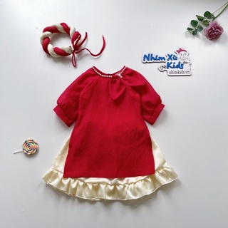 [4-28kg] Áo Dài Cách Tân Nơ Đỏ 𝐍𝐇𝐈́𝐌 𝐗𝐔̀ 𝐊𝐈𝐃𝐒 Cho Bé Gái 1 Tuổi Đến 8 Tuổi Chất Lụa Nến Lót Lụa Habutai AD114