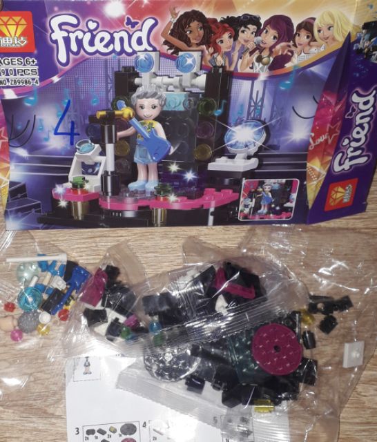 Lắp ráp 1 hộp Lego_Friend 6 Ca Sĩ 9986 có nhiều chi tiết bằng nhựa ABS