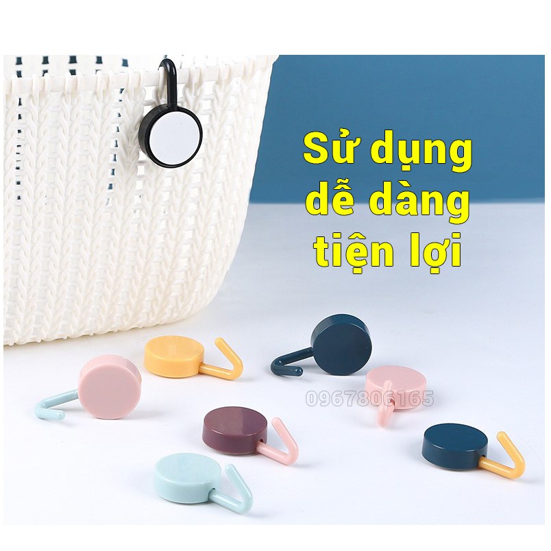 Vỉ 10 móc nhựa tròn dán tường siêu dính, siêu chịu lực