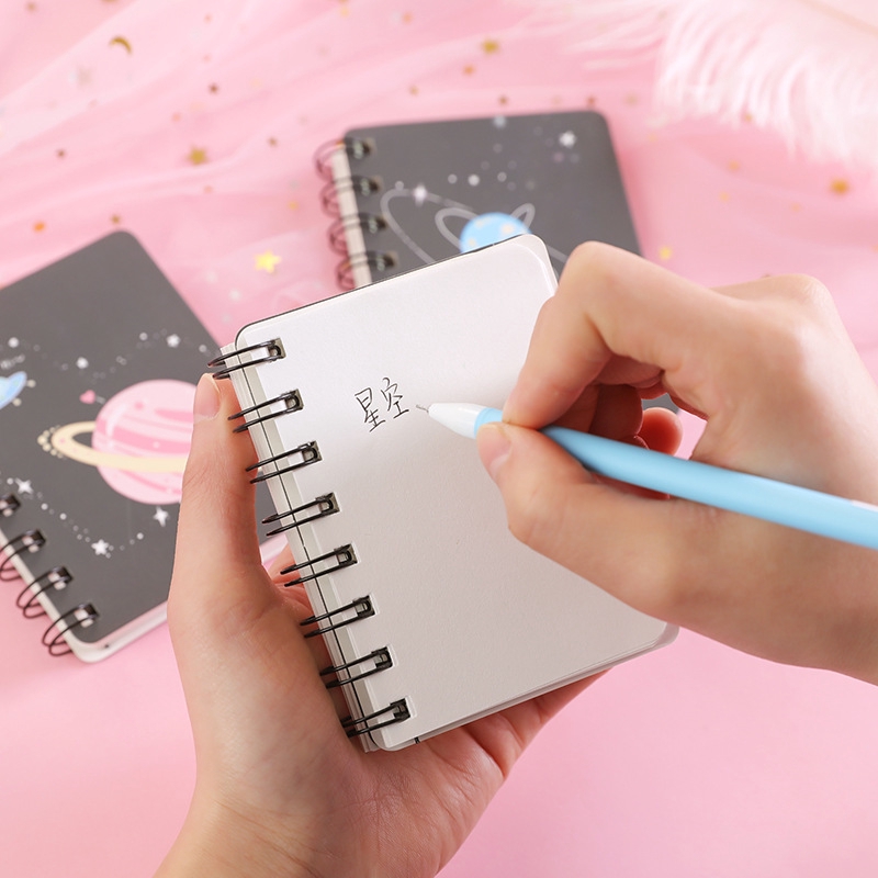 Sổ tay ghi chú OSSAYI đóng gáy tròn khổ A7 mini họa tiết hành tinh tuyệt vời dành cho trường học văn phòng