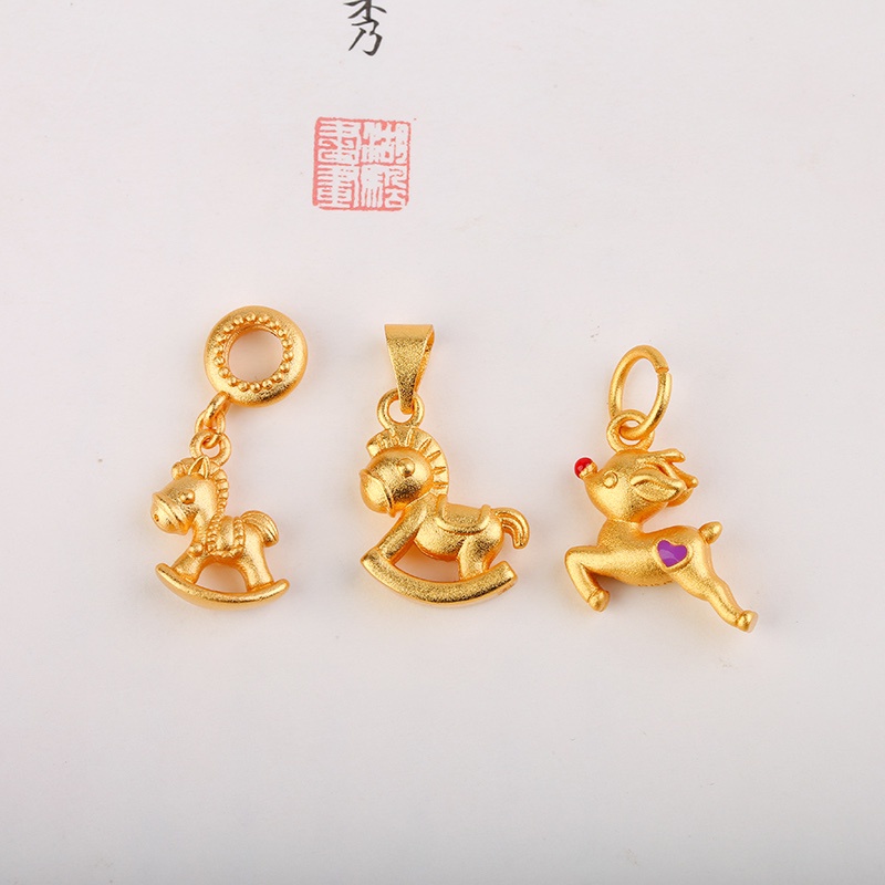 [Hàng Có Sẵn Giao Hàng Ngay Lập Phương] Vòng Đeo Tay Mặt Hình Ngựa Con Tráng Men Màu Vàng Cát Chống Oxy Hóa Cỡ Nhỏ Phụ Kiện Vòng Tay diy Cho Nam Và Nữ