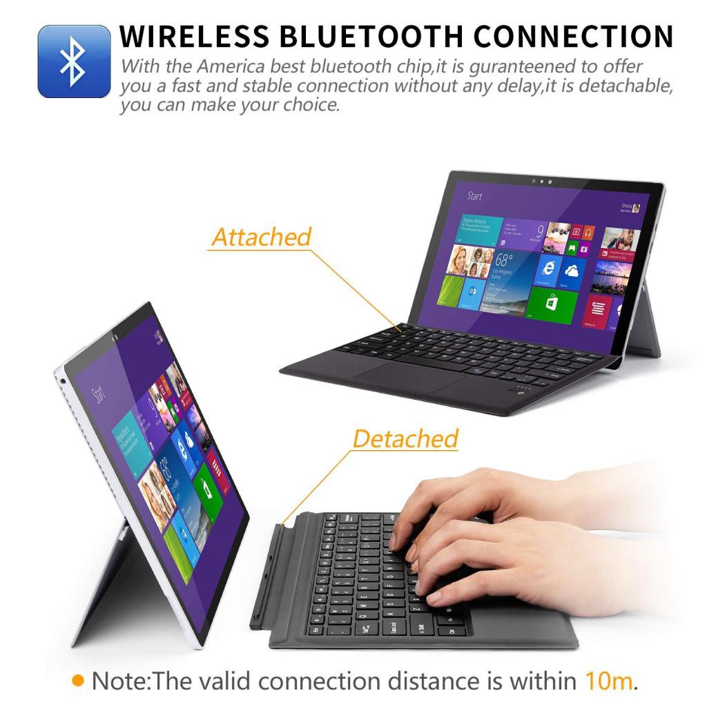 Bàn Phím Không Dây Bluetooth Cho Máy Tính Bảng Surface Pro 3 / 4 Sạc Được