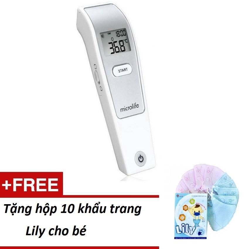 Nhiệt kế hồng ngoại đo trán Microlife Fr1mf1 - đo 1s - Tặng kèm 10 khẩu trang Lily cho bé