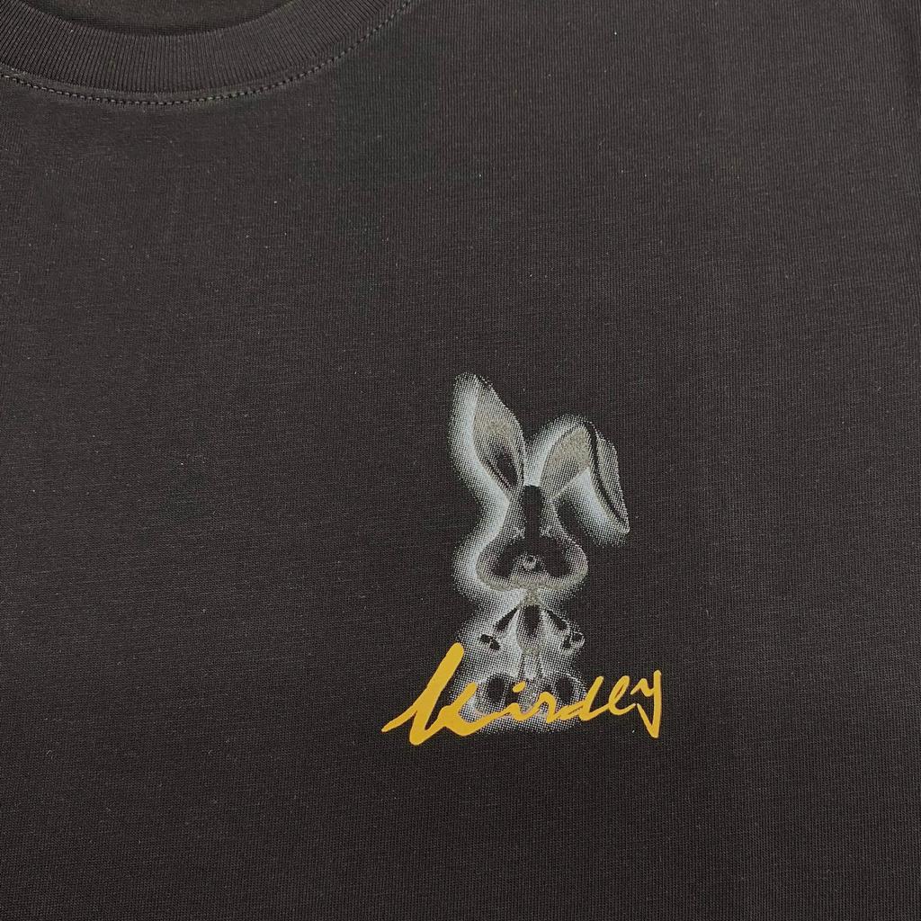 HLA - Áo thun nam ngắn tay in họa tiết khối Bunny pattern round neck cool black T-shirt