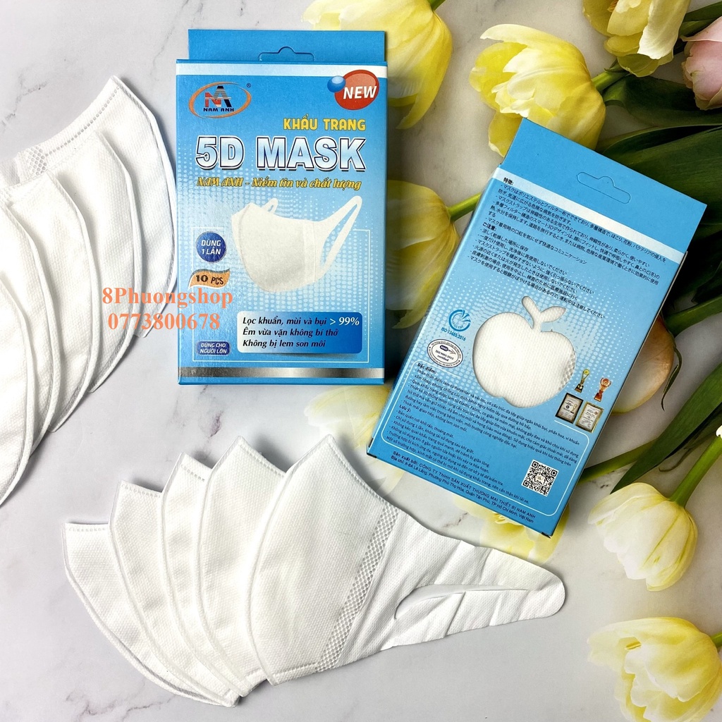 Khẩu Trang FAMAPRO 5D QUAI VẢI 3 Lớp Kháng Khuẩn Hộp 10 Cái