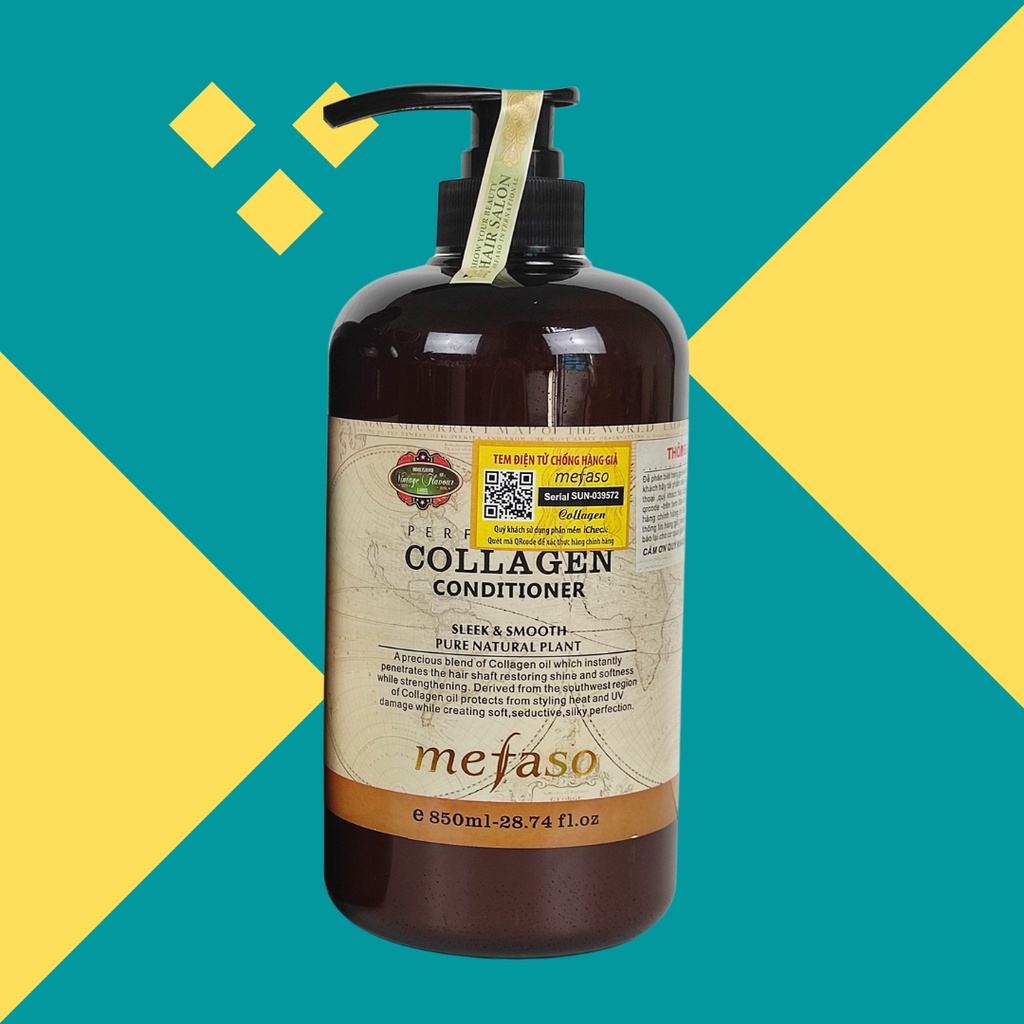 Dầu Gội Đầu Mefaso Argan Oil Collagen Mềm Mượt Phục Hồi Dưỡng Ẩm Xả Lưu Hương 850ml MPQO