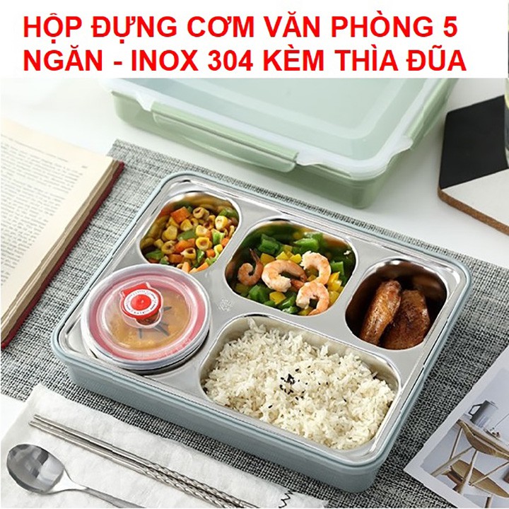 Hộp Cơm Văn Phòng 5 Ngăn Inox 304 Cao Cấp