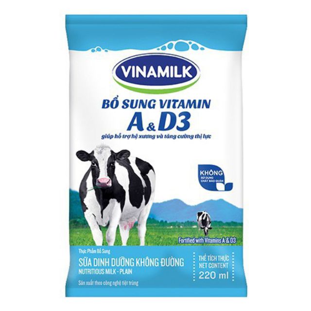 Combo 10 túi sữa tươi VNM không đường220ml date 9/2021 họ