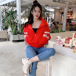 Áo khoác nữ dù phối 2 màu đỏ đen, trắng đỏ - M193