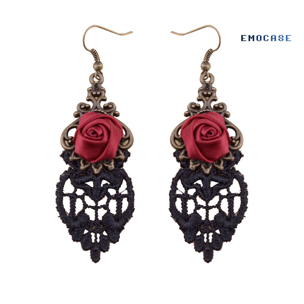 Bông Tai Phối Ren Hoa Phong Cách Gothic Thời Trang Halloween