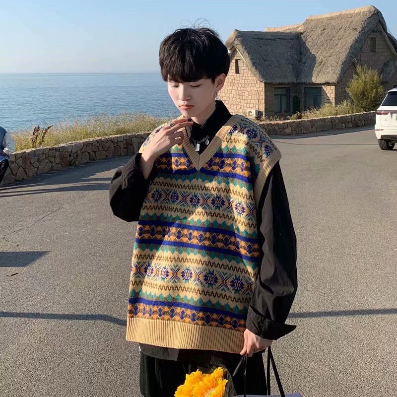 Áo sweater dệt kim không tay thời trang dành cho nam