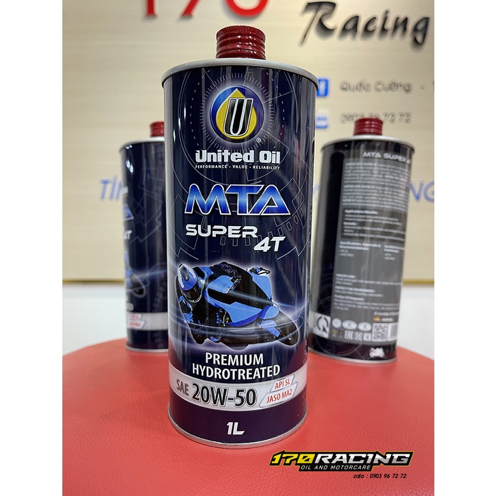 Nhớt Xe Máy UNITED OIL MTA SUPER 4T PREMIUM HYDROTREATED SEA 20W50 | ASI SL JASO MA2 Dung Tích 800Ml - 1000 ML