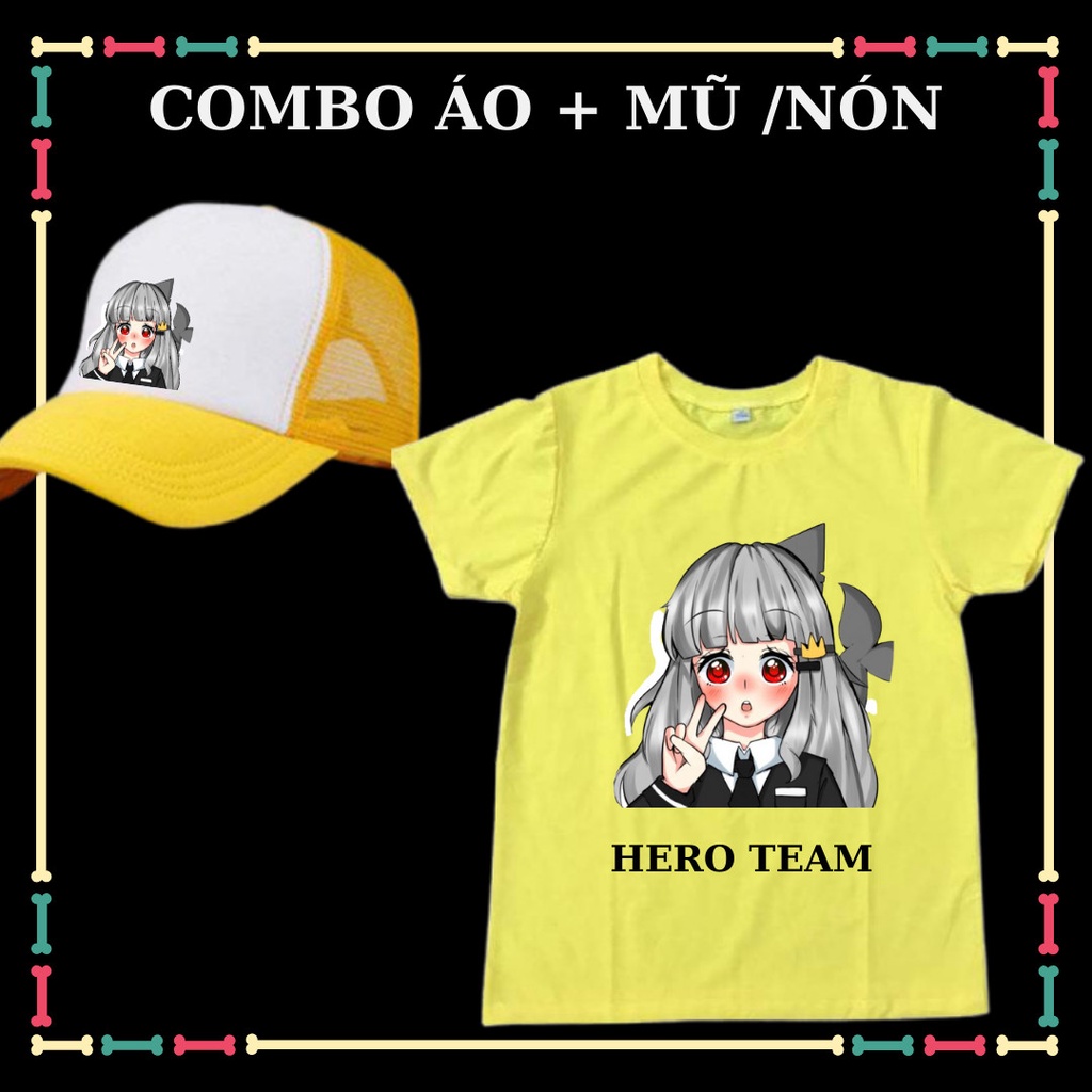 Combo Áo Thun Hero Team mũ/nón siêu dễ thương cho trẻ em đủ size áo từ 10kg đến 90kg