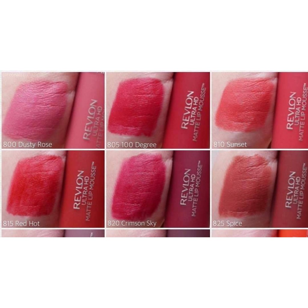 Son Kem Lì Revlon Ultra HD Matte Lip Mousse 820 Crimson Sky 815 Red Hot 825 Spice 810 Sunset 840 Desert Sand Death Valle