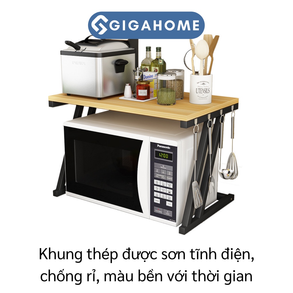 Kệ Nhà Bếp Để Lò Vi Sóng 2 Tầng Chân Chữ Z GIGAHOME Kèm Móc Treo Tiện Lợi 9466