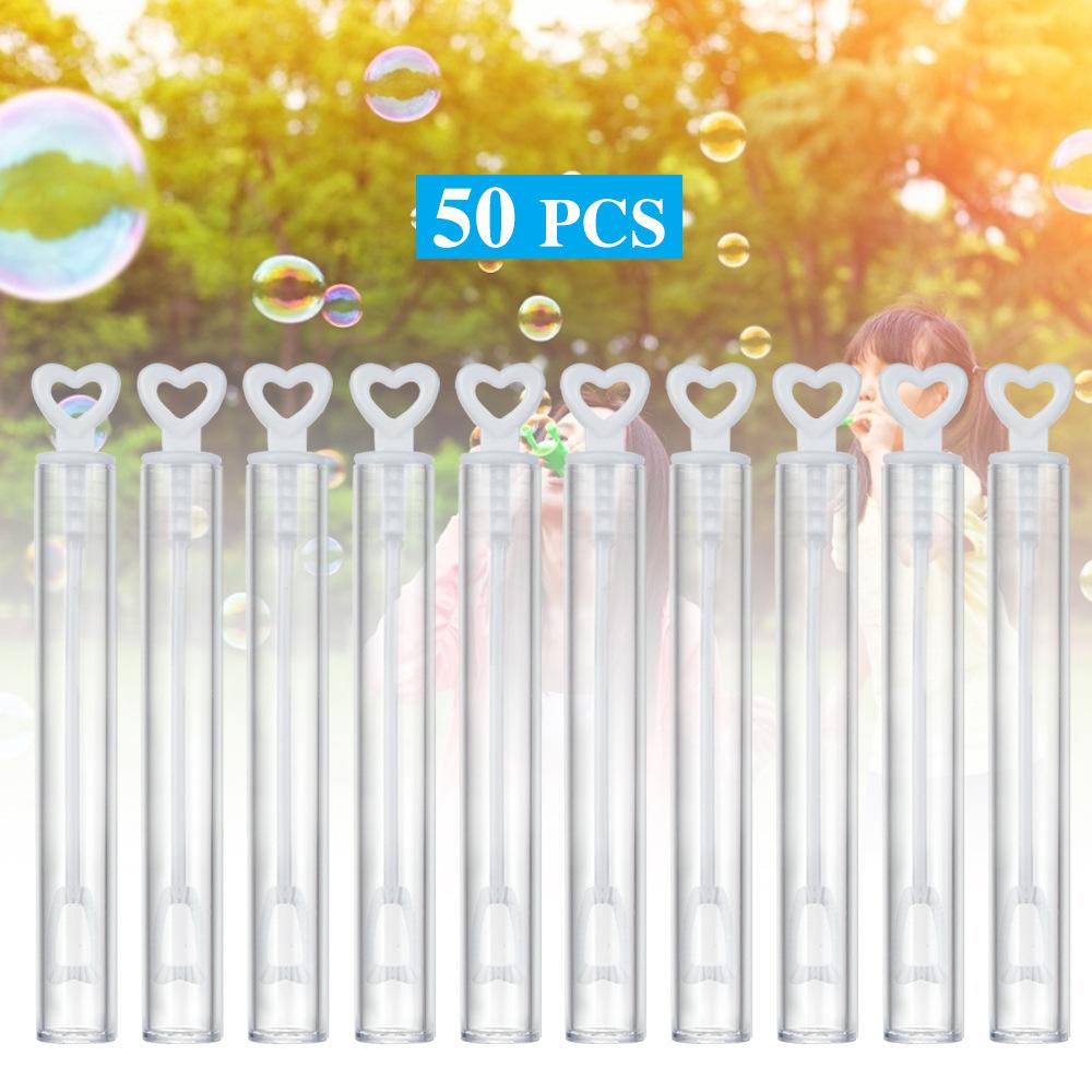 Set 50 / 100 Ống Thổi Bong Bóng Xà Phòng Màu Trong Suốt Hình Trái Tim