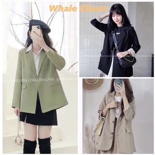 Áo vest blazer tay dài 2 lớp dày dặn túi thật kiểu dáng vintage màu be tây và đen