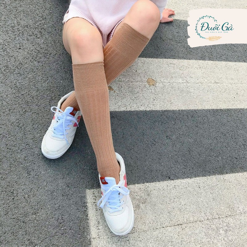 Tất Gối Nữ Đẹp Chống Tụt Đuôi Gà chất cotton cao cấp trơn màu phong cách nữ sinh - TDUI_MN