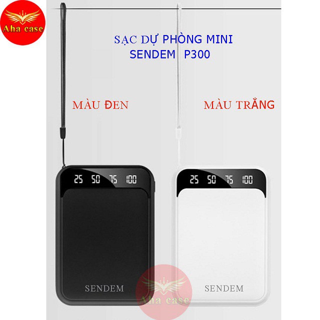 [Siêu Nhỏ] Sạc dự phòng Mini Sendem P300 dung lượng 10,000 mAh - Chính hãng, bảo hành 1 năm, nhỏ gọn kèm móc treo