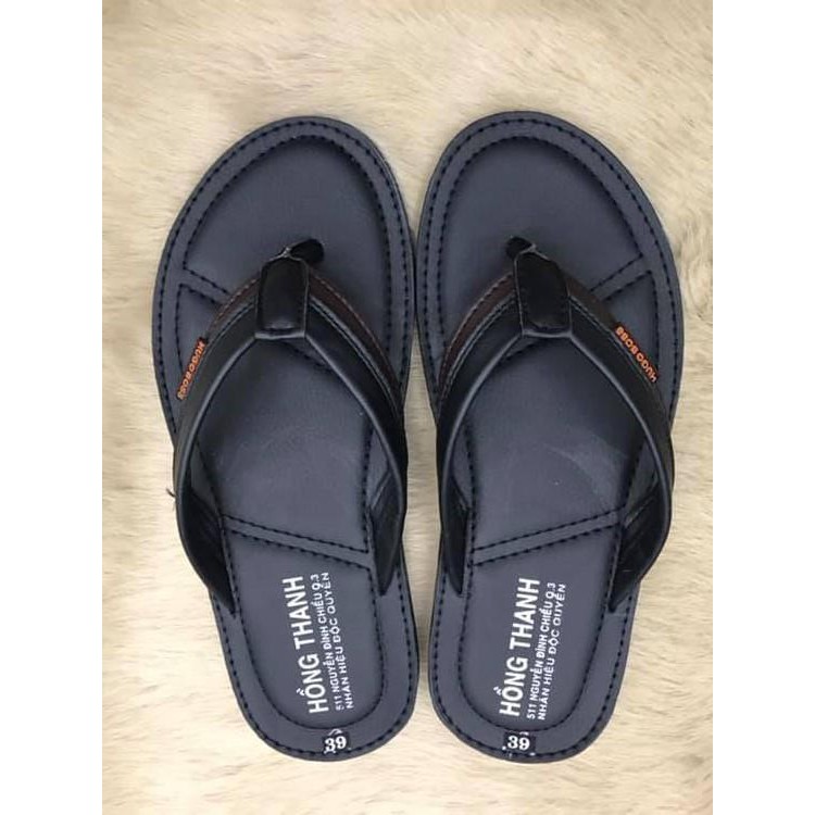 Dép kẹp nam da thật, đế cao su, chống trượt T28