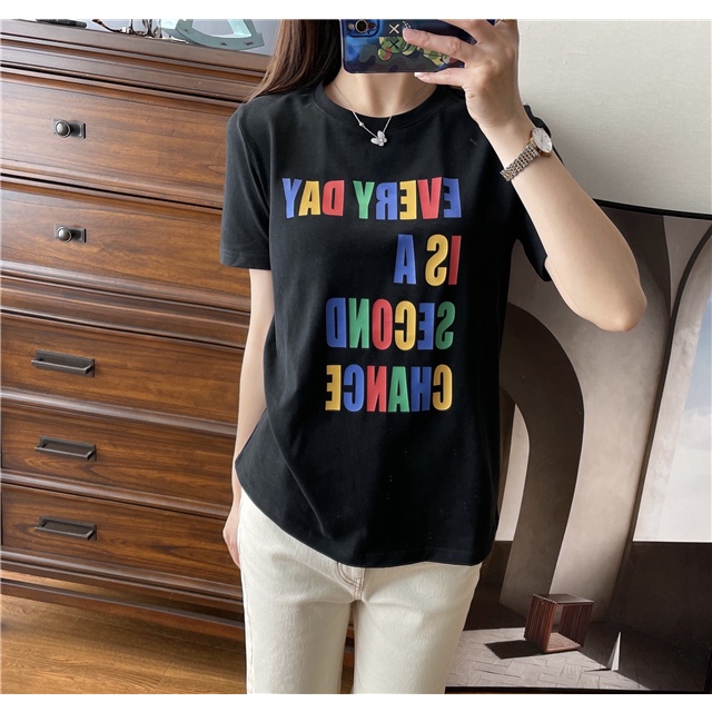 Áo phông nữ ,áo thun nữ Every day from rộng vải cotton tay ngắn cổ tròn