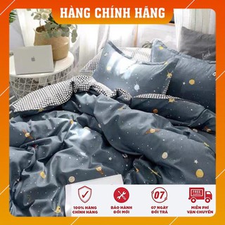 Chăn ga gối cotton poly Vũ Trụ nhập khẩu bộ 4 món Chăn, ga , 2 vỏ gối