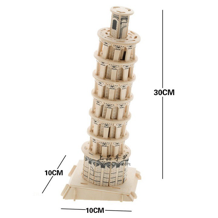 Đồ chơi lắp ráp gỗ 3D mô hình tháp nghiêng Pisa