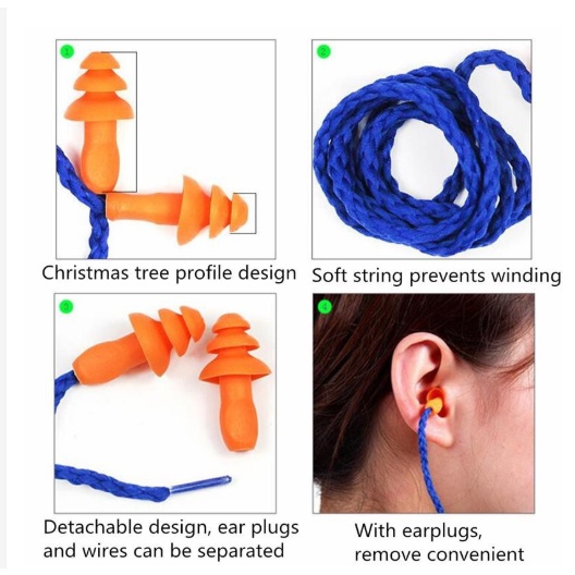 Nút Nhét Tai Chống Ồn 3M Mẫu 1270 Bằng Cao Su Tổng Hợp Có Thể Tái Sử Dụng