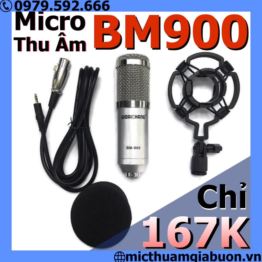 [GIÁ SỈ KÈM VIDEO] Micro thu âm Woaichang BM900 tặng chống sốc nhựa cao cấp Hát Karaoke, Thu Âm Cực Tốt chuyên nghiệp