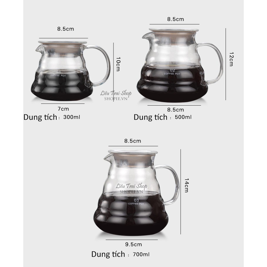 Bình lắc cafe cà phê có ngấn thuỷ tinh bình mây bình pour over bình pha chế bình lắc