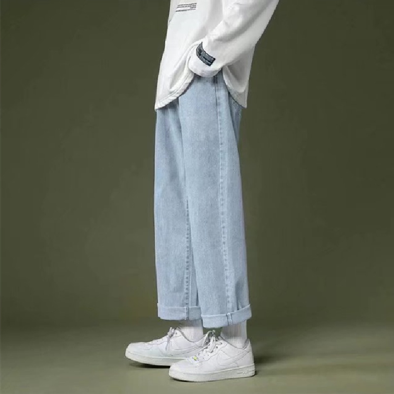 Quần jeans Lưng Thun Dáng Rộng Thoải Mái Phong Cách Thời Trang Nhật Bản Cho Nam Giới size S-3XL