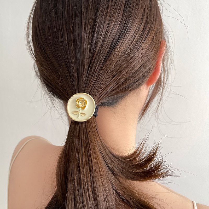 Dây Buộc Tóc Nữ Họa Tiết Hoa Hồng Phong Cách Cổ Điển Thời Trang Hàn Quốc