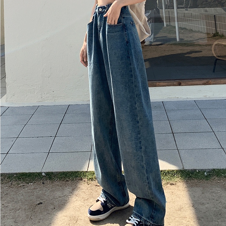 Quần Jeans Nữ Lưng Cao Ống Rộng Plus Size Thời Trang