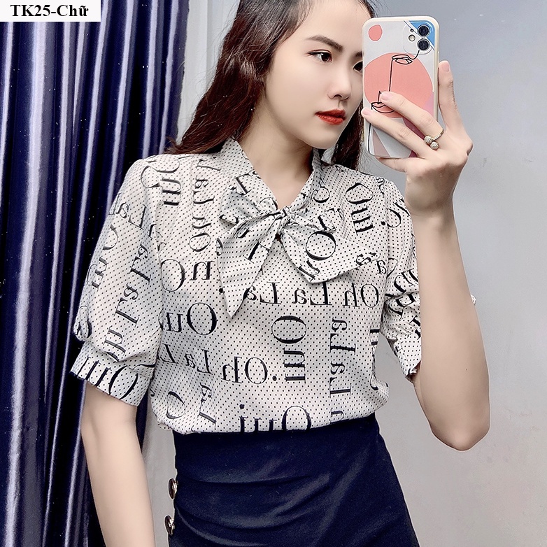 Áo sơ mi nữ kiểu cột nơ - TK25