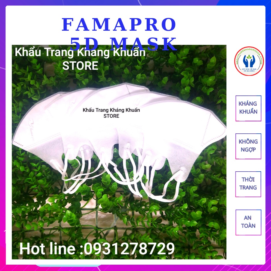 Khẩu trang 5D mask Nam Anh, Khẩu trang 5D người lớn, Khẩu trang 5D quai thun, (hộp 10 cái), 3 lớp, dày ôm sát mặt.