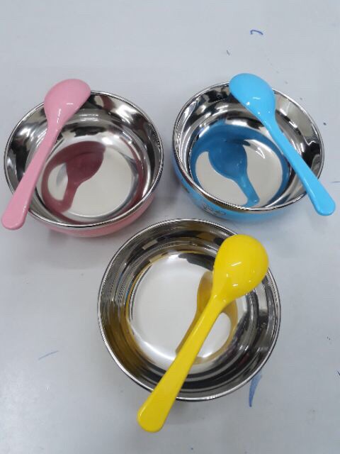 Bát ăn dặm inox, cách nhiệt kèm thìa