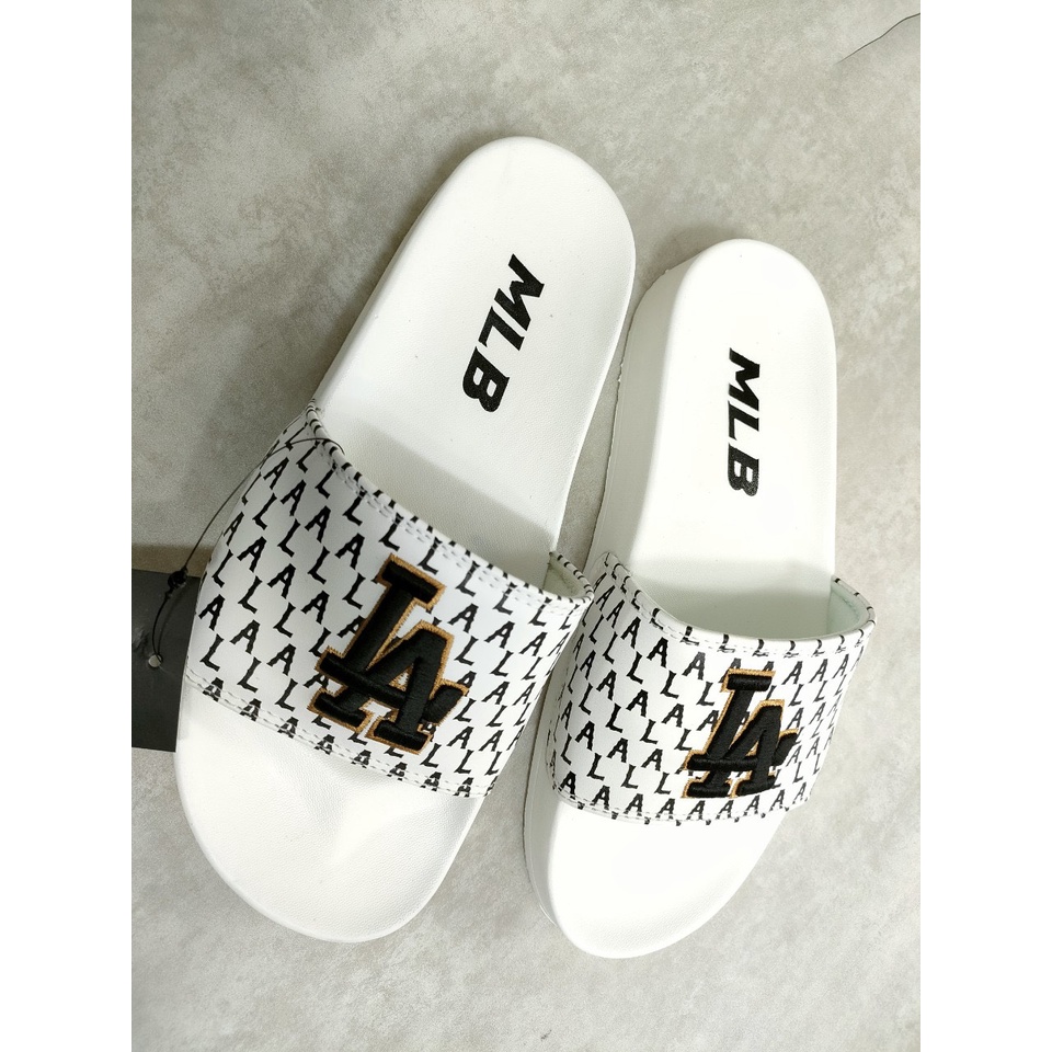 Dép Nữ Quai Ngang, Dép Nữ Thời Trang, Dép MLB Unisex LA Chữ Thêu Sắc Nét Hàng Cao Cấp