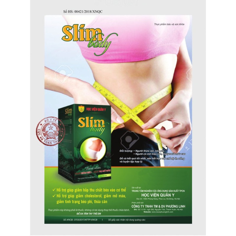 Giảm cân Slim Body New - Học Viện Quân Y (Hộp 100 viên) - [ Quầy Thuốc Bảo Lâm ] -[Chính Hãng]