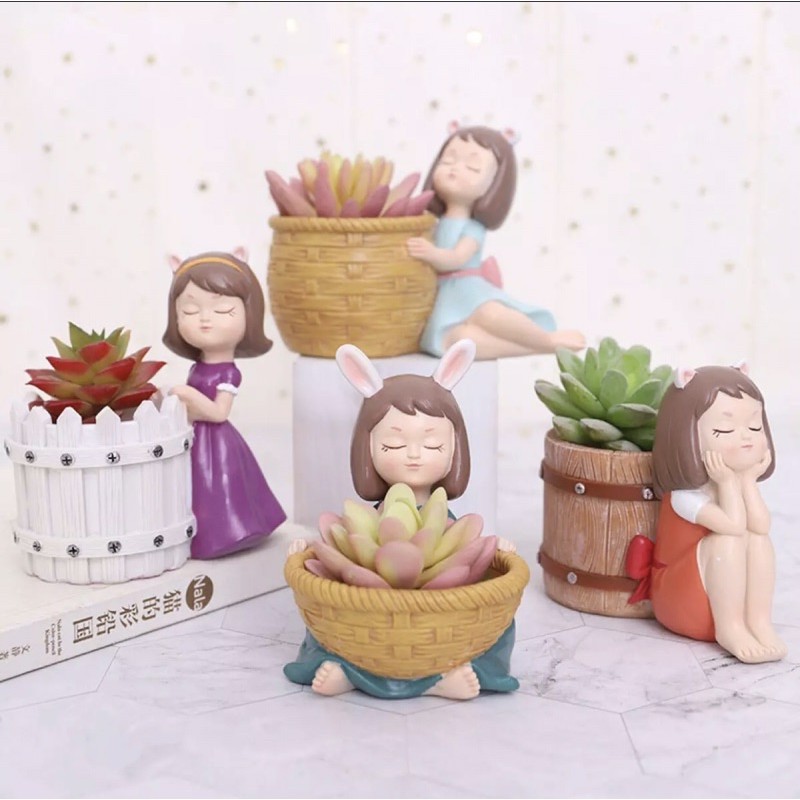 sale chậu cô gái tai thỏ hoạt hình dễ thương