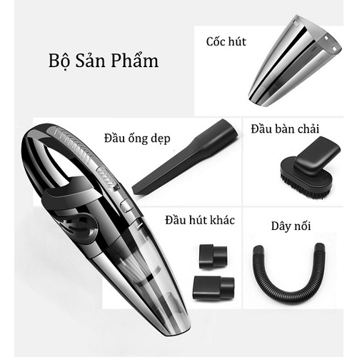 Máy hút bụi ô tô Rundong cầm tay mini giường nệm cho xe hơi thông minh không dây [ BẢO HÀNH 6 THÁNG ]