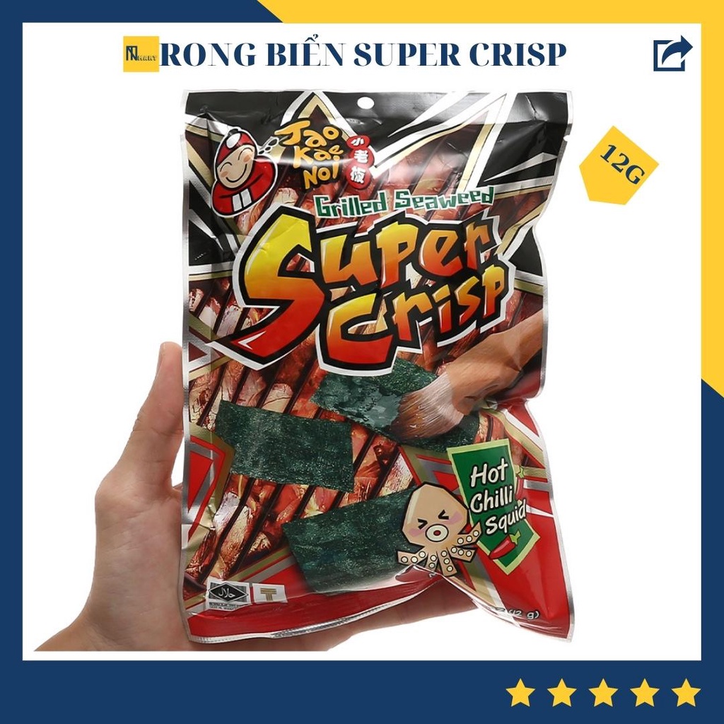 Snack rong biển vị mực TaoKaeNoi Super Crisp gói 12g