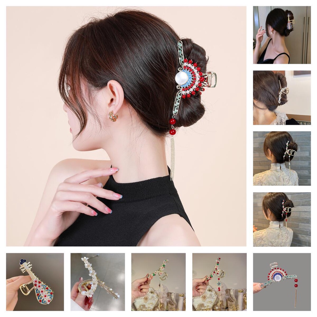 Trâm Cài Tóc Đính Ngọc Trai Và Kim Cương Giả Lấp Lánh Phong Cách Hàn Quốc vintage Thanh Lịch Cho Nữ