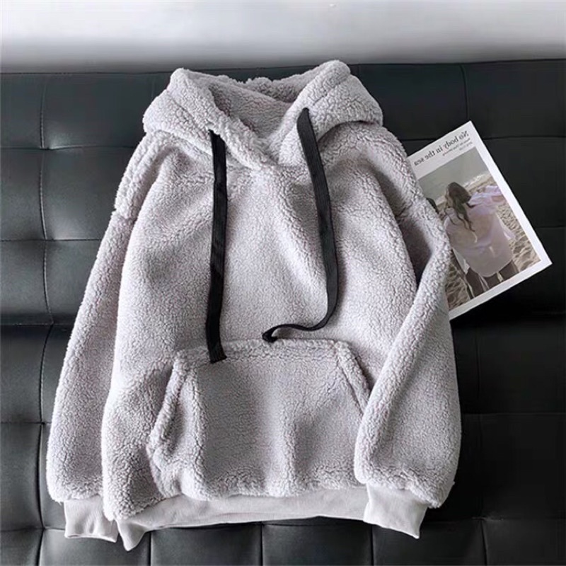 Áo khoác lông hoodie unisex cá tính phong cách hàn quốc