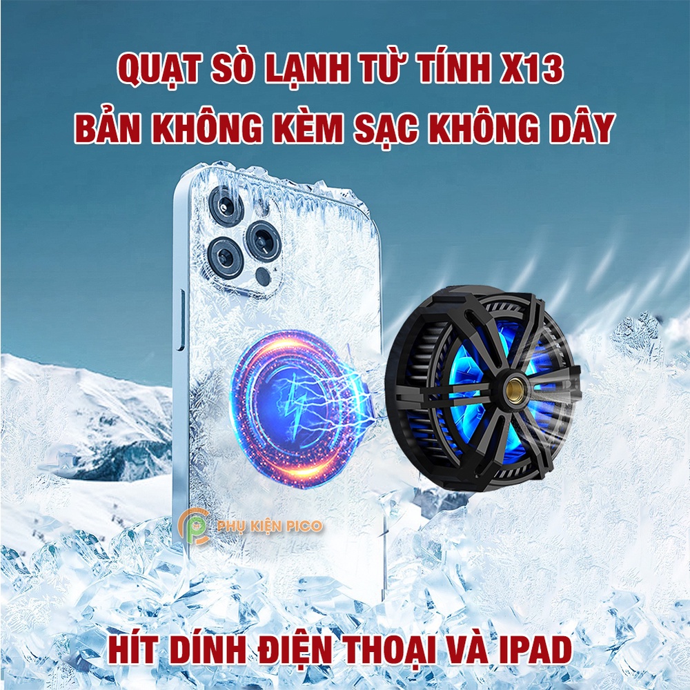 Quạt tản nhiệt điện thoại máy tính bảng sò lạnh X12 hút nam châm led RGB - Quạt tản nhiệt Ipad X6/X8/X12/X13