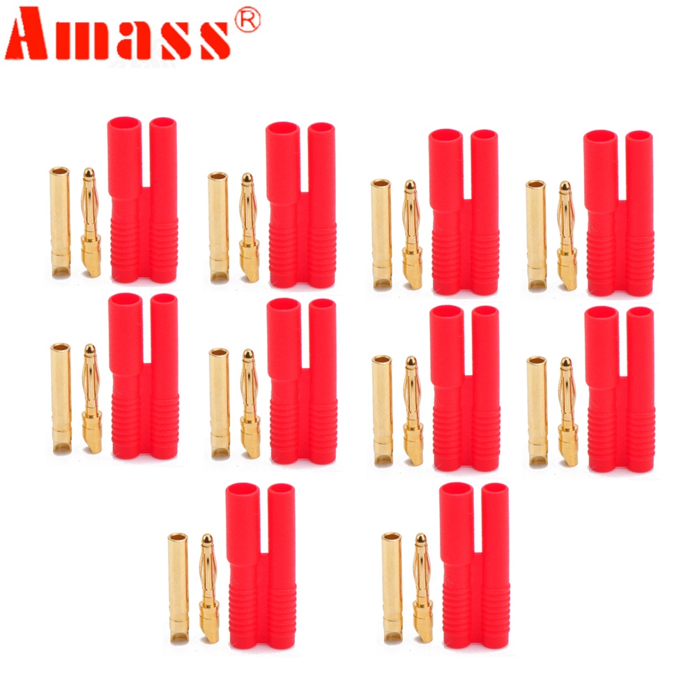 5 Cặp Đầu Nối Chuối Mạ Vàng 2.0mm Cho Pin LIPO RC