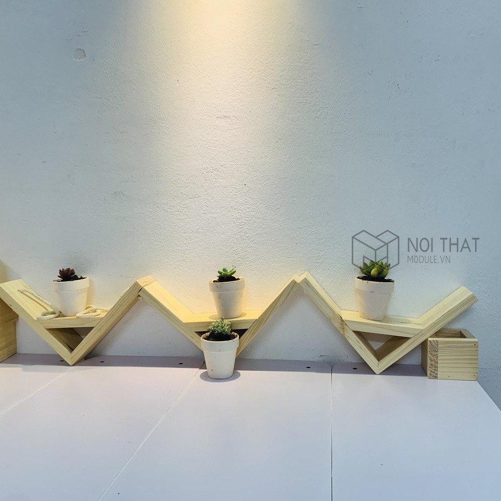 Combo Kệ tam giác decor treo tường, đựng hoa trang trí treo tường gỗ thông tự nhiên giá tại xưởng
