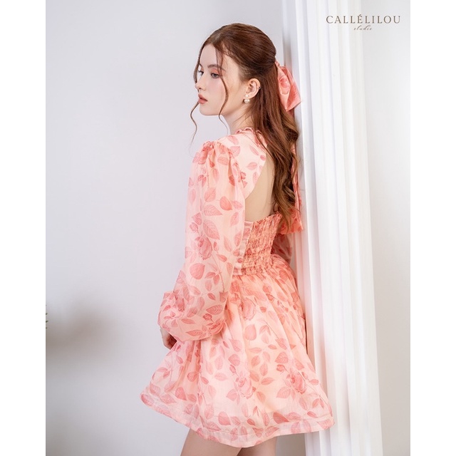 Caleelilou - Đầm tơ hoa mini Phoebee kèm dây buộc tóc